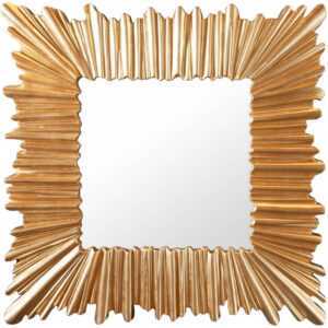 Moebel Living Zlaté dřevěné závěsné zrcadlo Solei 95 cm