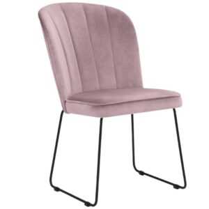 Růžová sametová jídelní židle MICADONI CABRI