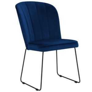 Královsky modrá sametová jídelní židle MICADONI CABRI
