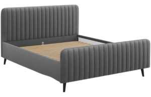 Šedá sametová dvoulůžková postel MICADONI Lily 160 x 200 cm