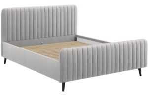 Světle šedá látková dvoulůžková postel MICADONI Lily 140 x 200 cm
