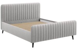 Světle šedá látková dvoulůžková postel MICADONI Lily 160 x 200 cm