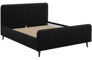 Černá látková dvoulůžková postel MICADONI Lily 160 x 200 cm