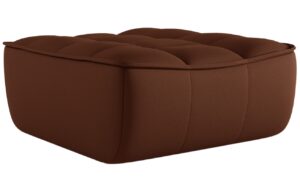 Maison Heritage Koňakově hnědá kožená podnožka Moni 90 x 83 cm