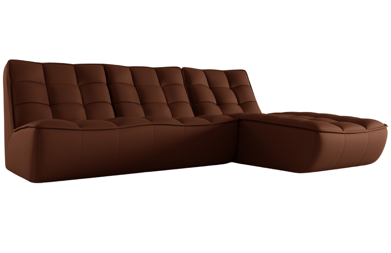 Maison Heritage Koňakově hnědá kožená rohová pohovka Moni 246 cm