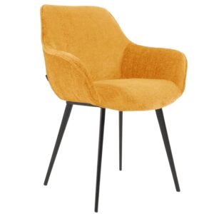 Kave Home Hořčicově žlutá čalouněná jídelní židle Amira