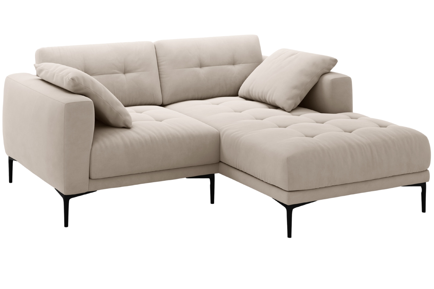 Micadoni Béžová sametová rohová pohovka Bemy 205 cm