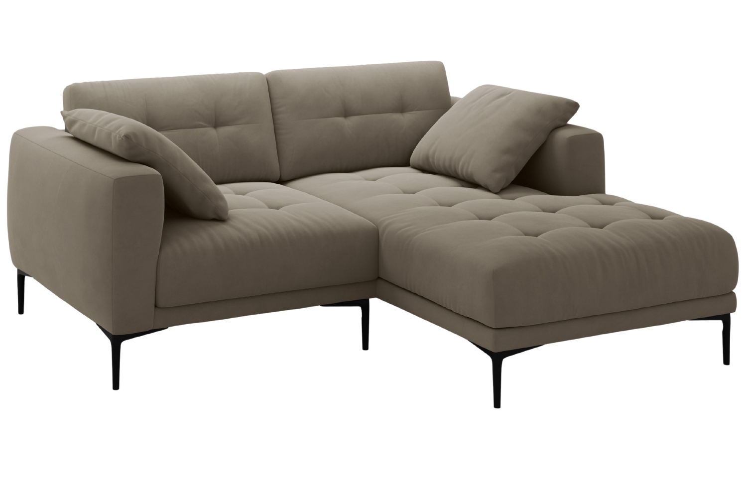 Micadoni Hnědošedá sametová rohová pohovka Bemy 205 cm