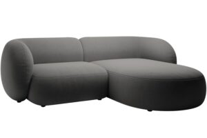 Micadoni Tmavě šedá sametová rohová pohovka Kate 255 cm