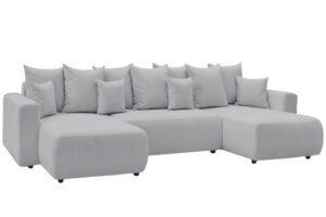 Bobochic Paris Světle šedá bouclé rohová rozkládací pohovka Envy 386 cm