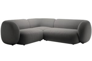 Micadoni Tmavě šedá sametová rohová pohovka Kate 252 cm