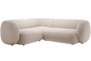 Micadoni Béžová sametová rohová pohovka Kate 252 cm