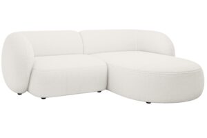 Micadoni Bílá bouclé rohová pohovka Kate 255 cm