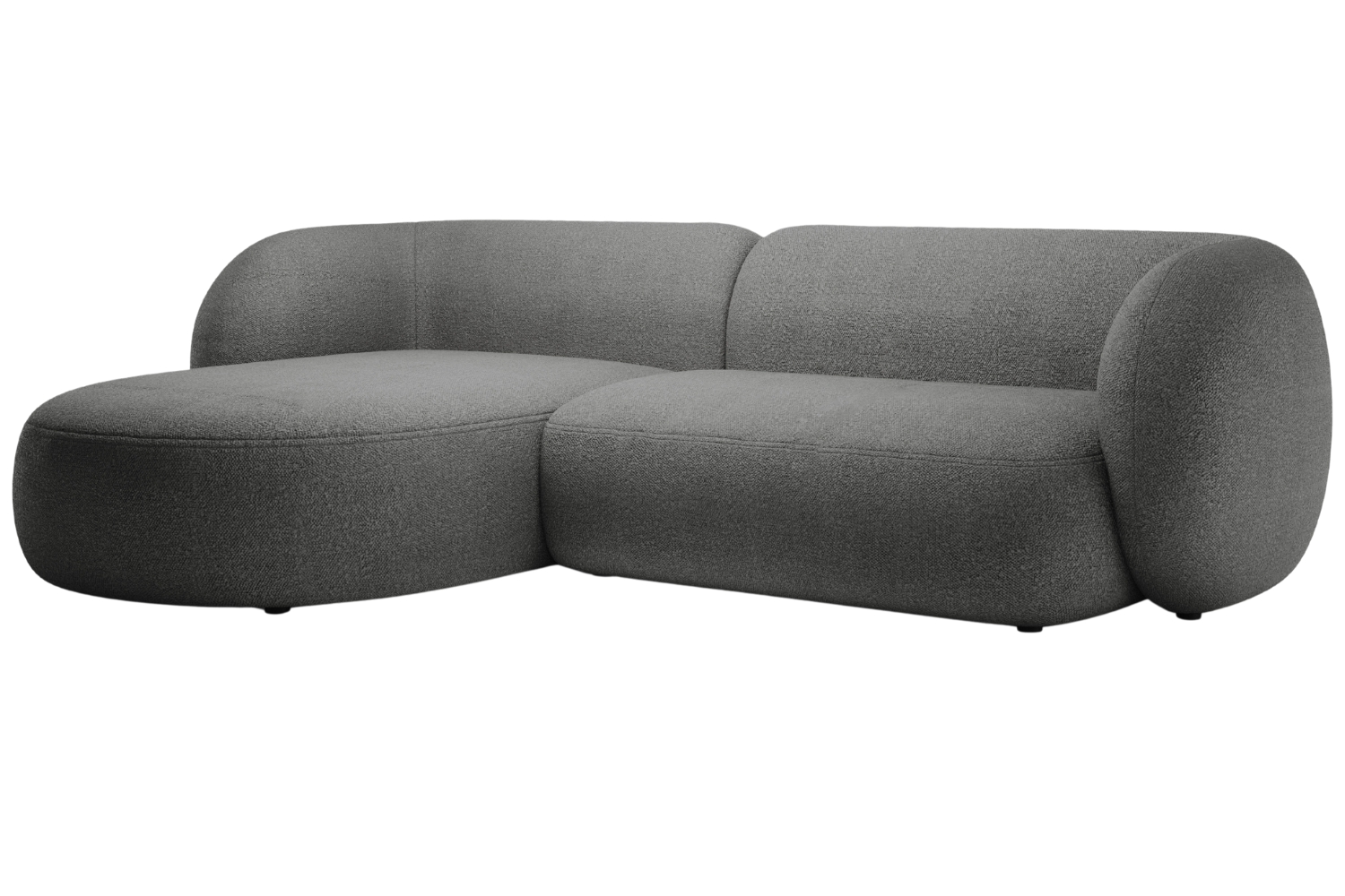 Micadoni Tmavě šedá bouclé rohová pohovka Kate 285 cm
