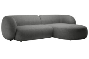 Micadoni Tmavě šedá bouclé rohová pohovka Kate 285 cm