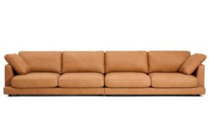 Kave Home Hnědá kožená šestimístná pohovka Gala 390 cm