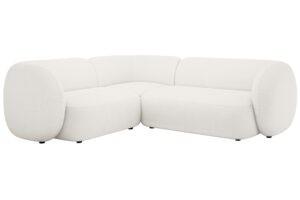 Micadoni Bílá bouclé rohová pohovka Kate 252 cm