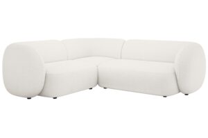 Micadoni Bílá bouclé rohová pohovka Kate 252 cm
