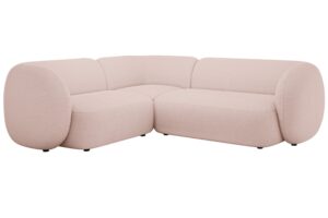 Micadoni Světle růžová bouclé rohová pohovka Kate 252 cm