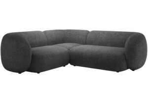 Micadoni Tmavě šedá rohová pohovka Kate 252 cm