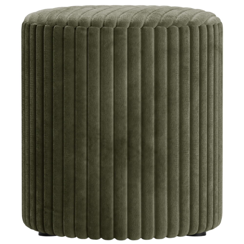 Micadoni Zelený manšestrový taburet Dia 40 cm