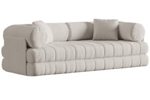 Cosmopolitan Design Světle béžová bouclé rozkládací pohovka Kemi 206 cm