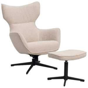 Rowico Béžové otočné křeslo s podnožkou JENKINS