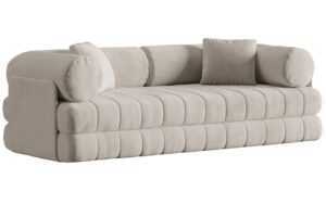 Cosmopolitan Design Béžová sametová rozkládací pohovka Kemi 206 cm