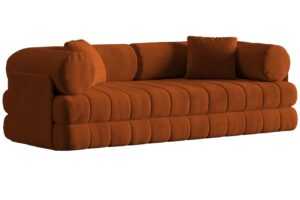 Cosmopolitan Design Terakotově oranžová sametová rozkládací pohovka Kemi 206 cm