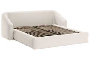 Cosmopolitan Design Světle béžová dvoulůžková postel Campi 160 x 200 cm s úložným prostorem