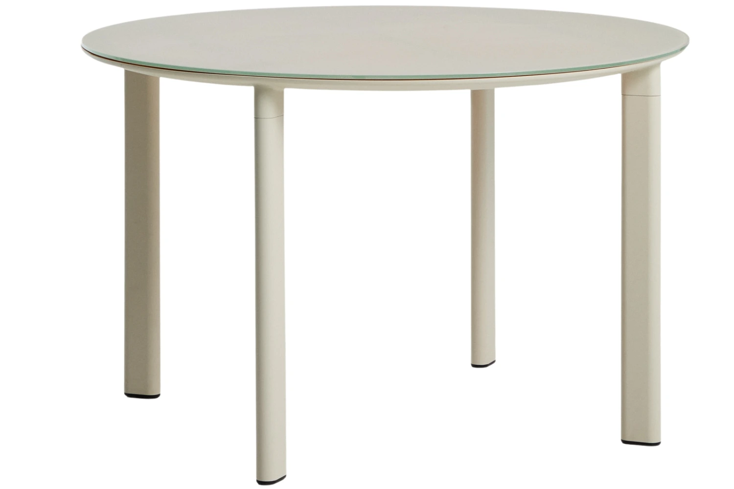 Kave Home Krémový zahradní stůl Erice Ø 120 cm se skleněnou deskou