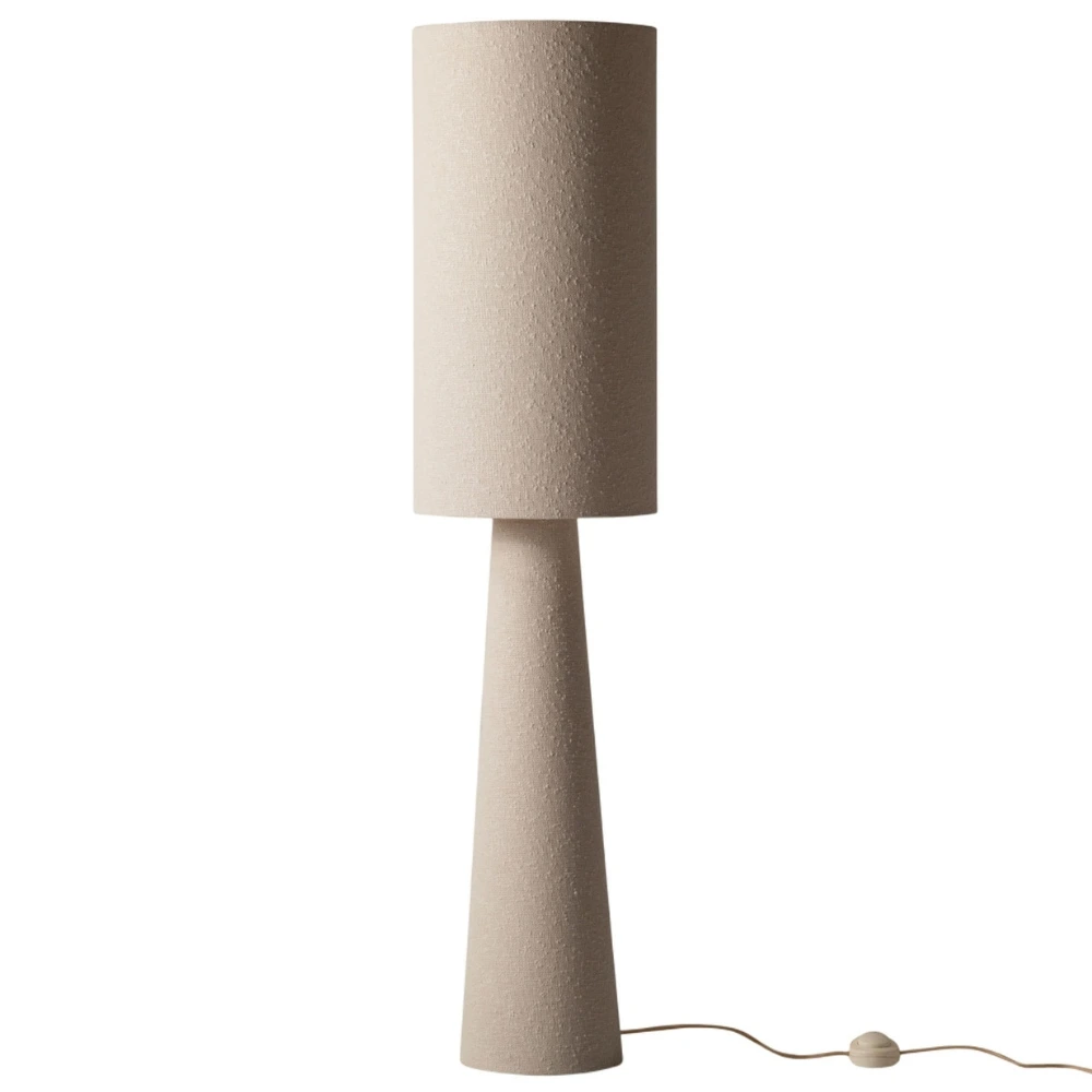 Micadoni Krémově bílá bouclé stojací lampa Delia 130 cm