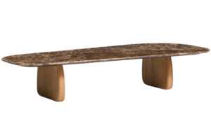 Kave Home Hnědý mramorový konferenční stolek Pirita 147 x 65 cm