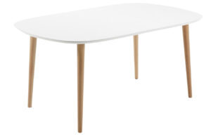 Kave Home Bílý lakovaný rozkládací jídelní stůl Oqui 160/260 x 100 cm