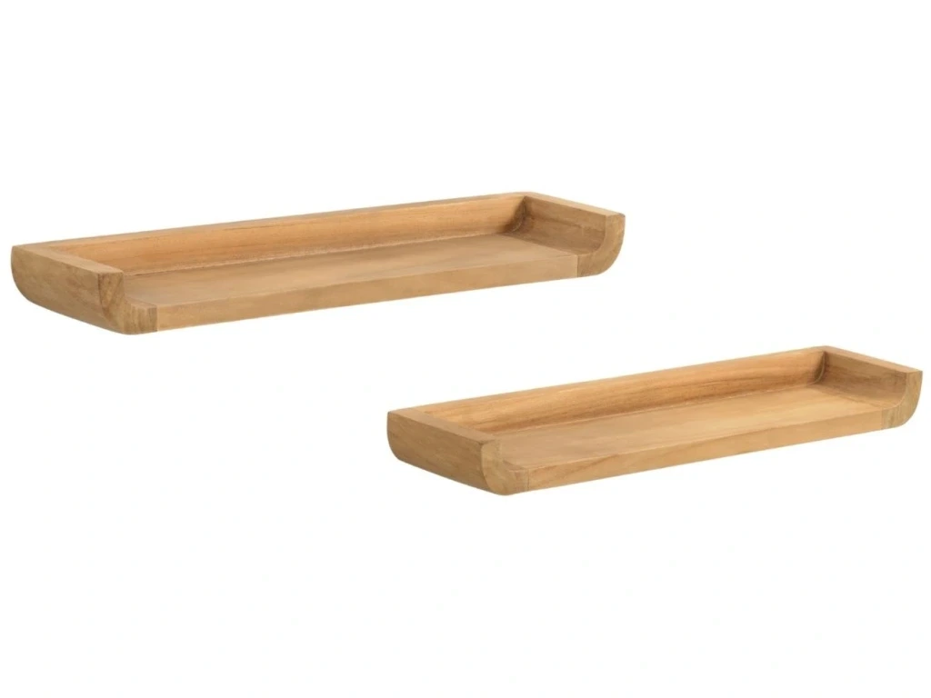 Kave Home Set dvou teakových nástěnných polic Shamel 50 x 12 cm