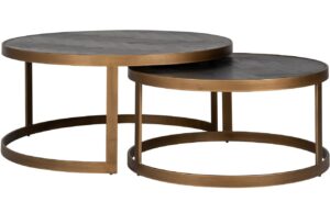 Richmond Černo-mosazný dubový set konferenčních stolků Blackbone 74/92 cm