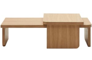Kave Home Set dvou dubových konferenčních stolků Oaq 89x62/140x75 cm
