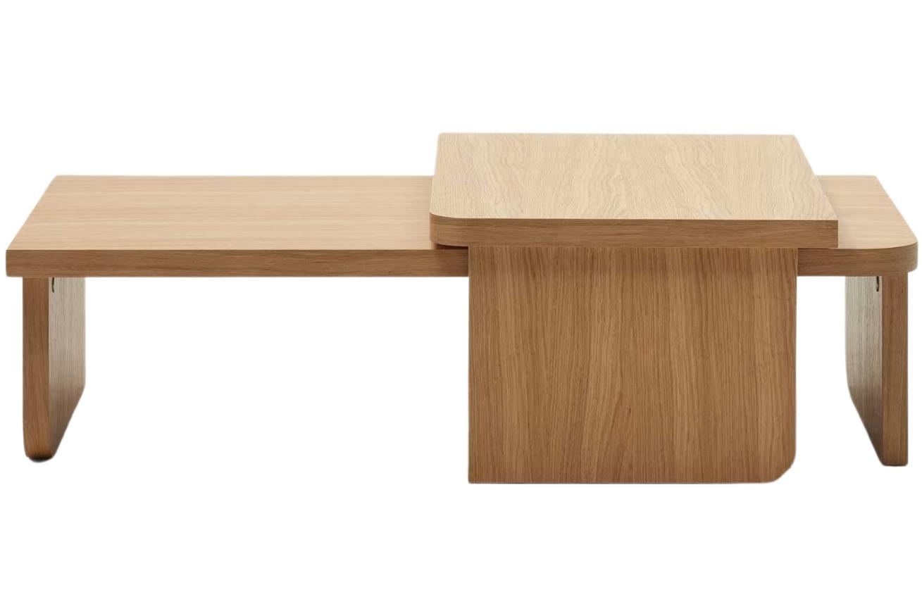 Kave Home Set dvou dubových konferenčních stolků Oaq 89x62/140x75 cm