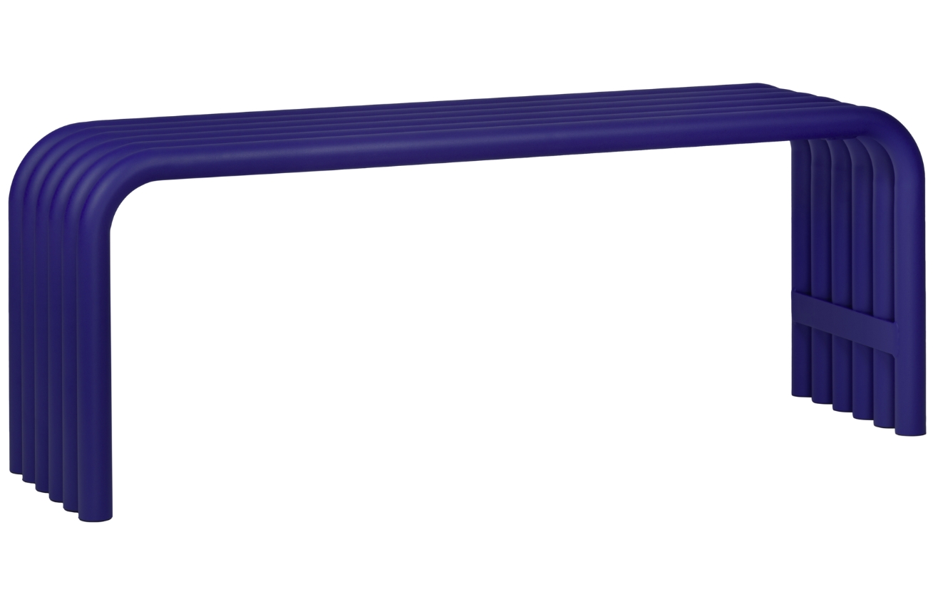 noo.ma Modrá kovová zahradní lavice Nokk 114 cm