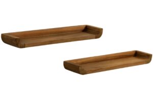 Kave Home Set dvou hnědých teakových nástěnných polic Shamel 50 x 12 cm