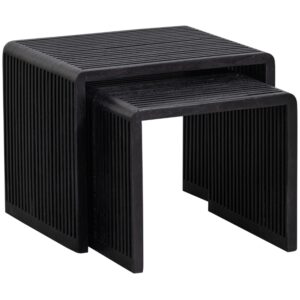 WOOOD Set dvou černých dřevěných odkládacích stolků Alli 50x44/40x38 cm