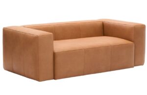 Kave Home Hnědá kožená pohovka Blok 210 cm