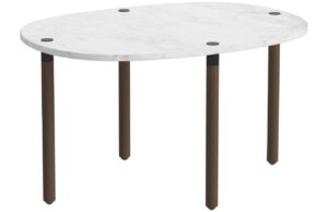 Bolia Šedobílý mramorový konferenční stolek Tuk 72 x 52 cm s tmavou dubovou podnoží
