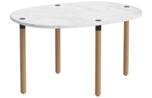 Bolia Šedobílý mramorový konferenční stolek Tuk 72 x 52 cm s dubovou podnoží