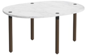 Bolia Šedobílý mramorový nízký konferenční stolek Tuk 72 x 52 cm s tmavou dubovou podnoží