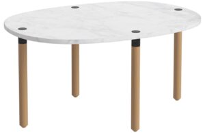 Bolia Šedobílý mramorový nízký konferenční stolek Tuk 72 x 52 cm s dubovou podnoží