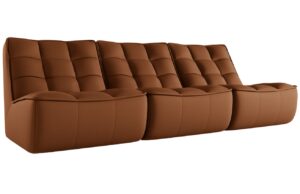 Maison Heritage Hnědá kožená pohovka Moni 249 cm