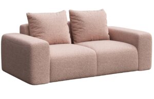 Rodier Růžová bouclé dvoumístná pohovka Monce 212 cm