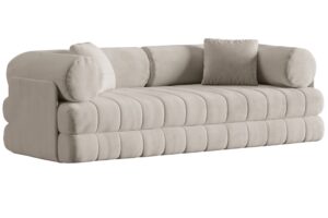 Cosmopolitan Design Béžová sametová rozkládací pohovka Kemi 206 cm