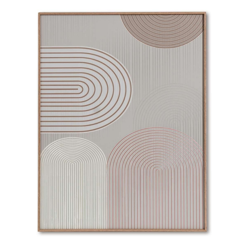 Somcasa Béžový abstraktní obraz Half-oval 80 x 60 cm